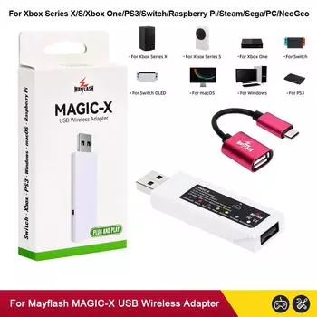 Беспроводной USB-адаптер Mayflash MAGIC-X для контроллера PS5/PS4 и Xbox Series X/S/Xbox1/PS3/Switch/Raspberry Pi/Steam/Sega/PC/NeoG