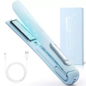 Беспроводной утюжок для волос Keynice Mini Negative Ion Straight Curl 2way, перезаряжаемый, портативный, 4800 мАч, 3 уровня регулировки температуры, компактный беспроводной чехол