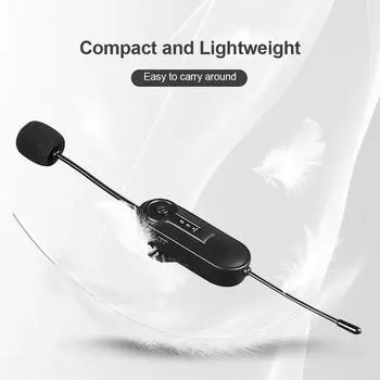 Беспроводной УВЧ-микрофон Прикрепляемый микрофон Эффективная передача 50 м Встроенный аккумулятор Штекер TRRS 3,5 мм чёрный