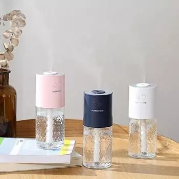 Беспроводной увлажнитель воздуха Mini USB портативный перезаряжаемый увлажнитель очиститель ароматический диффузор с цветной проекционной лампой белый