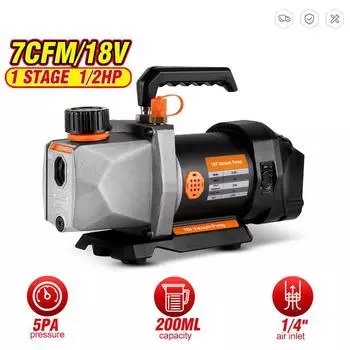 Беспроводной вакуумный насос для хладагента 7CFM 5PA 1/2HP 1/4 Входное отверстие для бытового кондиционирования воздуха для аккумулятора Makita