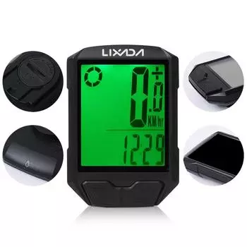 Беспроводной велосипедный компьютер Многофункциональный большой экран с 18 функциями Водонепроницаемый автоматический вкл/выкл чёрный