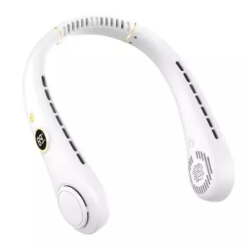 Беспроводной вентилятор USB для улицы, портативный, пятискоростной, с цифровым дисплеем, студенческий, шейный, маленький вентилятор One Size белый