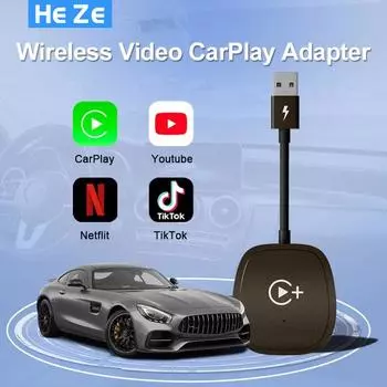 Беспроводной видеоадаптер CarPlay от Langjing с Netflix/YouTube/TikTok для автомобилей с поддержкой беспроводного CarPlay от OEM