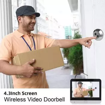 Беспроводной видеодомофон Yousheng с камерой, инфракрасным ночным видением, обнаружением движения, большим ЖК-экраном, простой установкой, системой внутренней связи, дверным звонком Wi-Fi серебряный