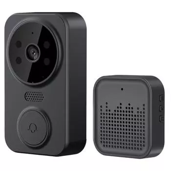 Беспроводной видеозвонок WiFi с функцией ночного видения и двусторонним звуком (черный)