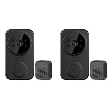 Беспроводной видеозвонок WiFi с функцией ночного видения и двусторонним звуком (черный)