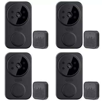 Беспроводной видеозвонок WiFi с функцией ночного видения и двусторонним звуком (черный)