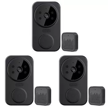 Беспроводной видеозвонок WiFi с функцией ночного видения и двусторонним звуком (черный)