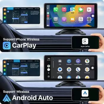 Беспроводной WiFi Carplay Android Auto 10,36-дюймовый 4-секционный экран для грузовика, автобуса, видеорегистратор, монитор с 4 мини-камерами 1080P None