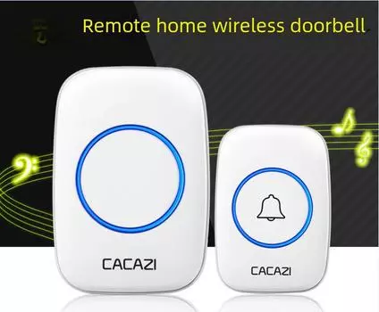 Беспроводной водонепроницаемый дверной звонок: Интеллектуальный пульт дистанционного управления с питанием от батареек и одним приемником белый
