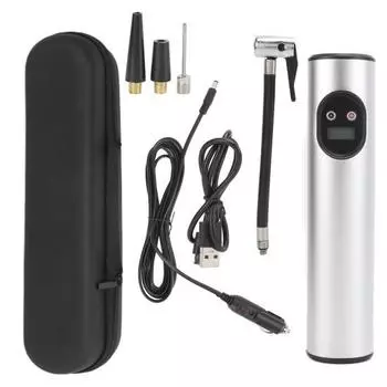 Беспроводной воздушный насос портативный многофункциональный перезаряжаемый цифровой дисплей с подсветкой надувной насос серебристый Silver