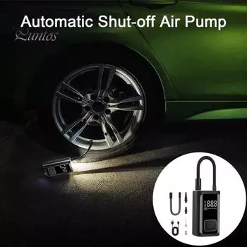 Беспроводной воздушный насос со светодиодной подсветкой Power Bank 3-в-1, нагнетатель шин, портативный воздушный компрессор с цифровым манометром, автоматическая остановка, быстрое накачивание для автомобиля оранжевый/чёрный