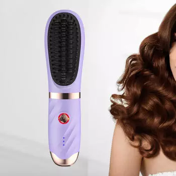 Беспроводной выпрямитель для волос, перезаряжаемая электрическая расческа, расческа с подогревом фиолетовый