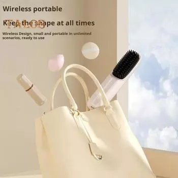 Беспроводной выпрямитель для волос с 3 регулируемыми температурами, быстрый нагрев, перезаряжаемый через USB, портативный, с отрицательными ионами, электрическая укладка вьющихся волос бежевый