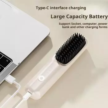 Беспроводной выпрямитель для волос с 3 регулируемыми температурами, быстрый нагрев, перезаряжаемый через USB, портативный, с отрицательными ионами, электрическая укладка вьющихся волос розовый