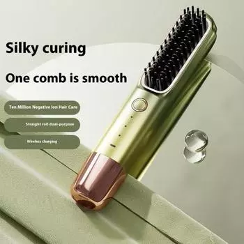 Беспроводной выпрямитель для волос с защитой от ожогов, 3-скоростной светодиодный дисплей температуры, зарядка через USB, выпрямитель для волос зелёный