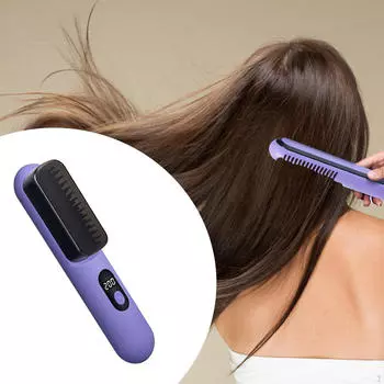 Беспроводной выпрямитель для волос, щетка для выпрямления волос, электрическая расческа фиолетовый