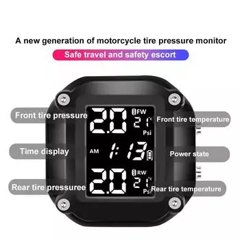 Беспроводной ЖК-дисплей, мотоциклетный TPMS, тестер температуры шин, 2 датчика, грязевой пит-байк, мотор, мониторинг давления в шинах, сигнализация TPMS