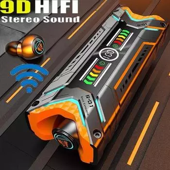 Беспроводные Bluetooth-наушники Mini TWS, наушники для вождения без рук с шумоподавлением, игровые наушники со звуком 9D HIFI с зарядным устройством 2200 мАч