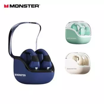 Беспроводные Bluetooth-наушники Monster XKT29 с дизайном-клипсой, сенсорным управлением, HD-вызовом и микрофонами, спортивные наушники-вкладыши синий