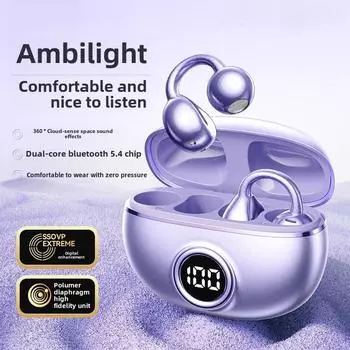 Беспроводные Bluetooth-наушники открытые и удобные для ношения, обладают длительным сроком службы и шумоподавлением чёрный