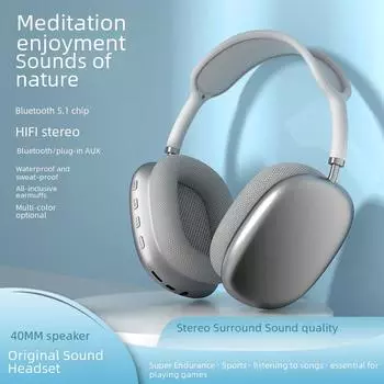 Беспроводные Bluetooth-наушники P9AirMax с шумоподавлением и улучшенными басами синий