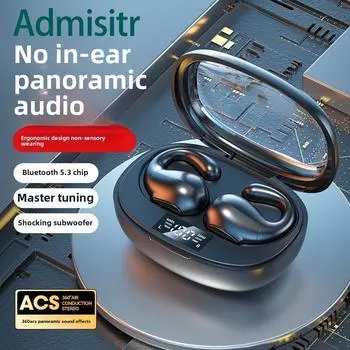 Беспроводные Bluetooth-наушники с клипсой 5.3, костная проводимость, неиндуктивные, долговечные наушники чёрный