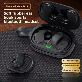 Беспроводные Bluetooth-наушники с кожаным принтом, подвесные, спортивные, беговые, с низкой задержкой, с длительным сроком службы, с HD-качеством звука и шумоподавлением чёрный