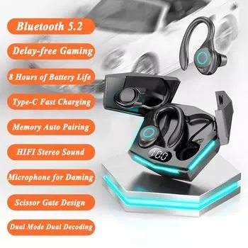 Беспроводные Bluetooth наушники с шумоподавлением, спортивная гарнитура, наушники с микрофоном, игровые наушники, Bluetooth наушники для вождения