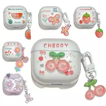 Беспроводные Bluetooth-наушники, симпатичный чехол с фруктовой подвеской для AirPods 4, Redmi Buds 5 Pro, Samsung Buds Live2, защитный чехол от царапин и ударов Honor Buds X7