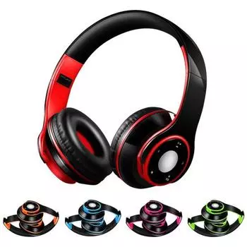 Беспроводные Bluetooth-совместимые выдвижные стереонаушники с микрофоном красный