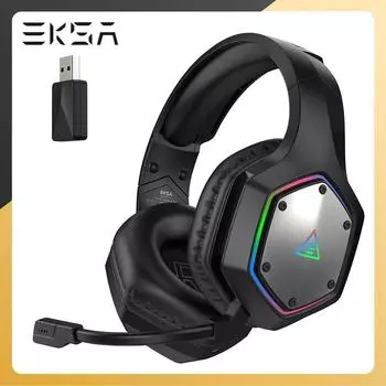 Беспроводные игровые наушники EKSA 7.1 Surround 2,4 ГГц Проводная гарнитура E1000 WT RGB для геймеров с наушниками ENC для ПК/PS4/PS5/Xbox One
