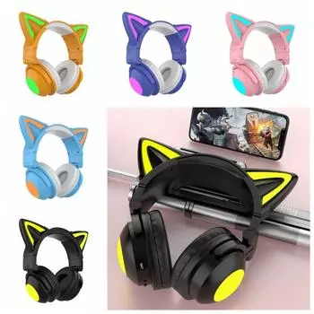 Беспроводные кошачьи ушки Bluetooth наушники ABS Накладные наушники для детей чёрный