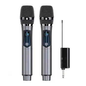 Беспроводные микрофоны Одинарный/двойной динамический ручной микрофон УВЧ с перезаряжаемым приемником 1pcs