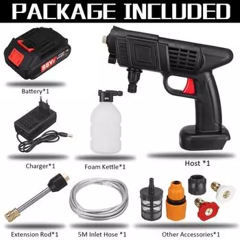 Беспроводные мойки высокого давления 1500 Вт 88 В 15000 мАч, пеногенератор, водяной пистолет-распылитель, очиститель для аккумулятора 18 В 1*Battery