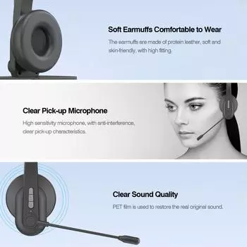 Беспроводные наушники 2,4 ГГц, наушники-вкладыши для колл-центра, гарнитура с микрофоном с шумоподавлением ENC чёрный