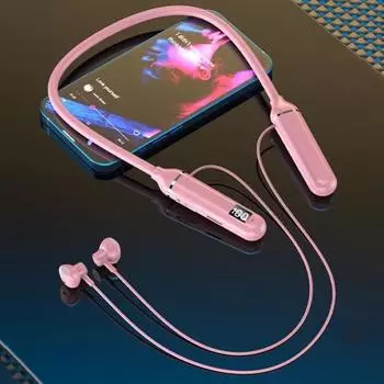 Беспроводные наушники 5.3 с поддержкой Bluetooth, светодиодный цифровой дисплей, подвесные наушники с креплением на шею, водонепроницаемые, устойчивые к поту, спортивные стереогарнитуры зелёный