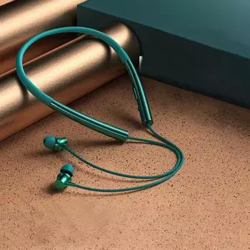 Беспроводные наушники A2 Bluetooth 5.0 с магнитным креплением на шее IPX5 зелёный