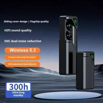 Беспроводные наушники ANC и ENC, водонепроницаемые, совместимые с Bluetooth, 5.3, спортивные наушники с длительным временем воспроизведения, Hi-Fi стерео, глубокие басы, внутриканальные игровые наушники для путешествий чёрный