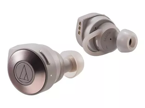 Беспроводные наушники Audio Technica ATH-CKS5TWKH Solid Bass Bluetooth True Wireless с микрофоном, в комплект входит чехол для зарядки (хаки)