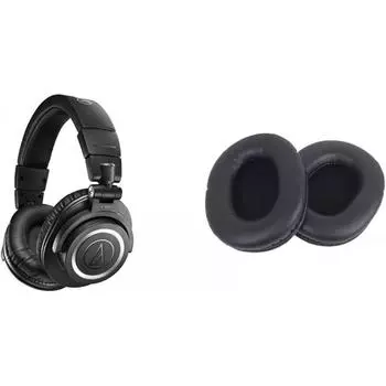 Беспроводные наушники Audio Technica Ath M50xbt2 Сменные амбушюры Audio Technica Hp M50xbk Наушники+сменные амбушюры черные беспроводные
