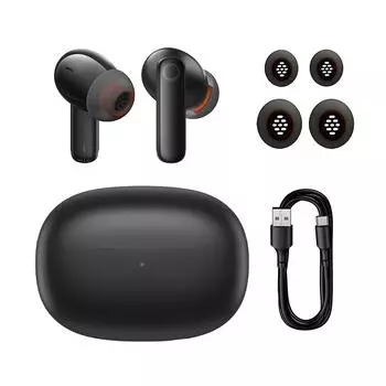 Беспроводные наушники Baseus Bowie MZ10, 25 дБ активное шумоподавление, Bluetooth 5.2, наушники-вкладыши, сверхнизкая задержка 0,06 с, 4 микрофона ENC, спортивные наушники чёрный