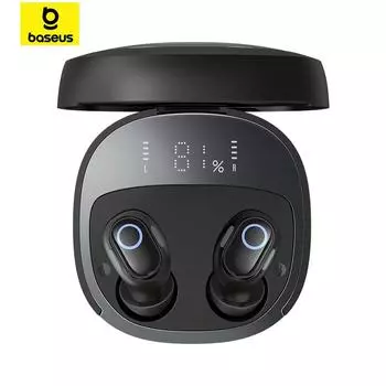 Беспроводные наушники Baseus Bowie WM02 + True со сроком службы батареи 50 часов, интеллектуальный цифровой дисплей, Bluetooth 5,3, беспроводная гарнитура, наушники-вкладыши
