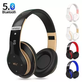 Беспроводные наушники Bluetooth 5.0, 3D бас-стерео, складная гарнитура, портативные наушники с шумоподавлением и микрофоном для музыкальных игр золотой/белый