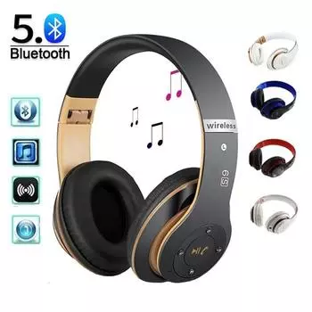 Беспроводные наушники Bluetooth 5.0, 3D бас-стерео, складная гарнитура, портативные наушники с шумоподавлением и микрофоном для музыкальных игр
