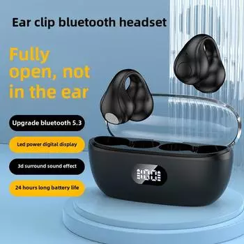 Беспроводные наушники Bluetooth 5.3 с цифровым дисплеем, наушники-клипсы, беспроводные наушники Bluetooth для мобильных устройств, сверхдолгоиграющие наушники чёрный