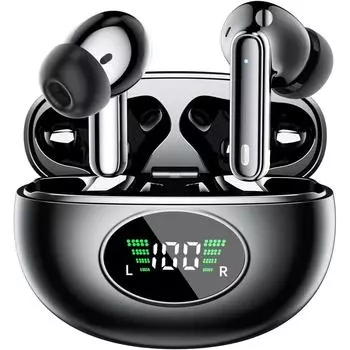 Беспроводные наушники Bluetooth 5.4, наушники Bass Stereo, 48 часов воспроизведения, водонепроницаемые наушники с шумоподавлением IPX7 для iOS/Android/спорта/тренировок