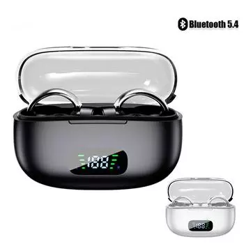 Беспроводные наушники Bluetooth 5.4 Наушники-клипсы Гарнитура со светодиодным цифровым дисплеем Наушники с шумоподавлением Костная проводимость