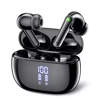 Беспроводные наушники Bluetooth JGUG Цифровой светодиодный дисплей Бинауральный ENC Шумоподавление Длительное непрерывное воспроизведение Автоматическое сопряжение завершено
